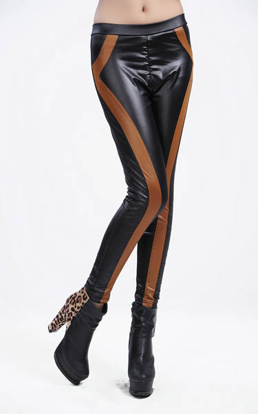 Fashion slippy Leather Legging with Pockets